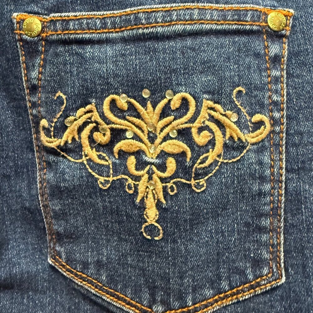 Lawman Women's Vintage Denim button & zip front straight leg jeans, size 3/4 - Picture 4 of 11